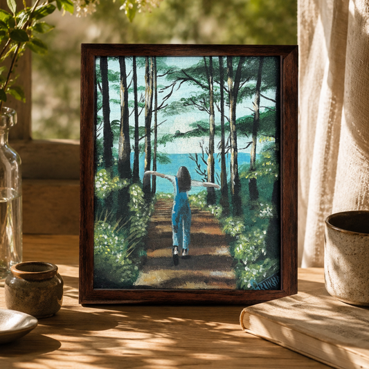 The Open Path woman climbing toward light canvas wall art